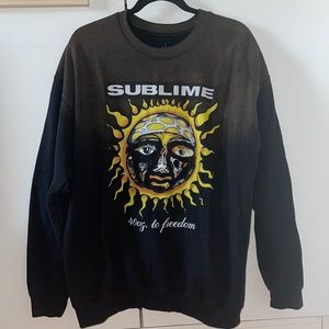 Urban outfitters oversized sublime crew neck band tee black acid wash